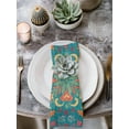 thumbnail image 2 of Green Boho Cloth Napkins Set of 4 Reusable Dinner Napkins, Shabby Vintage Ethnic Abstract Floral Art Cocktail Napkin Washable Table Napkins for Wedding/Holiday Party/Baby Shower 20"x20", 2 of 7