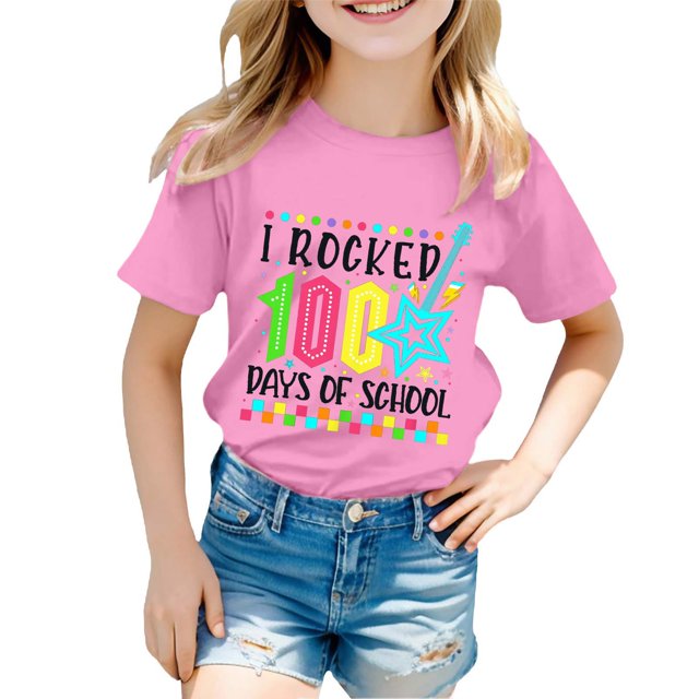TZEWGL T-Shirts pour Fille Imprimé Col Rond Manches Courtes Vêtements pour Nouveau-Nés Taille 2-3T
