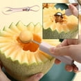 thumbnail image 2 of 3-in-1 Fruit Baller, Stainless Steel Melon Ball Scoop, Flower Carving Tool for Cantaloupe Watermelon, Dual-Sided Spoon, Easy-Grip Handle, Party Garnish Kitchen Gadget, 2 of 5