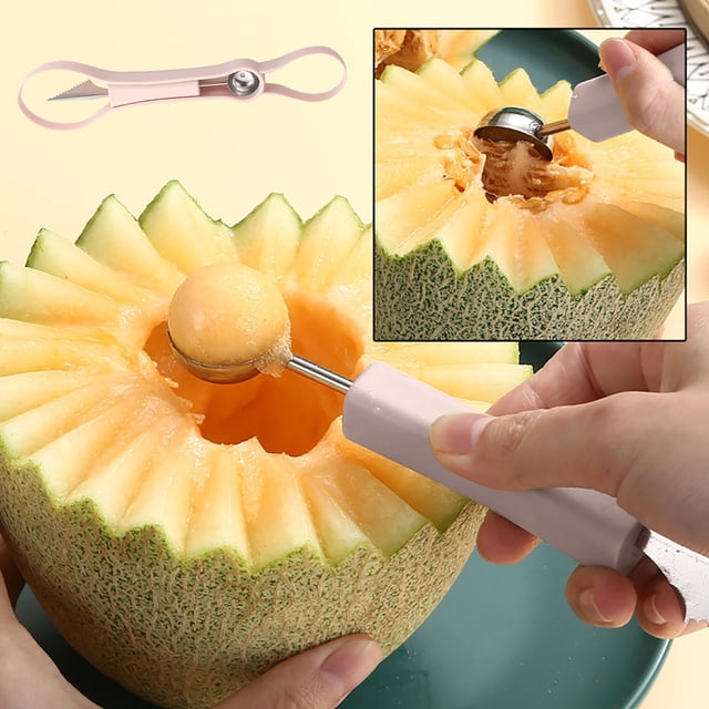 Pisexur Batería de cocina Dispositivo para excavar bolas de frutas multifuncional 3 en 1 (2023) Dispositivo para excavar bolas de flores talladas para la cocina del hogar
