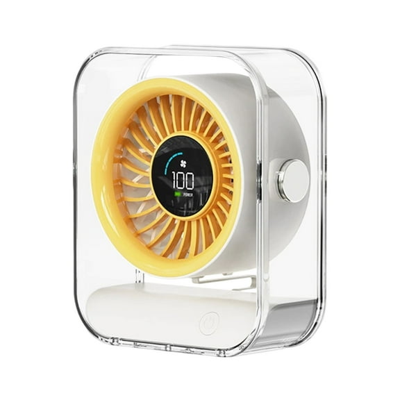 Small Desk Fan,Personal Fan Rechargeable,Small Tabletop Fan,New Transparent Turbo Fan LED Digital Home Bedroom Circulation Fan USB Long Desktop Fan