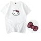 thumbnail image 3 of Hello Kitty verano niñas 100% algodón dibujos animados espalda estampado de lazo blanco manga corta Camiseta mujeres suelta estudiante top, 3 of 4