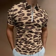 thumbnail image 2 of Cheetah Print Leopard Print Men Zipper T-shirt Summer Casual Short Sleeve T-shirt Top, 2 of 7