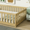 thumbnail image 5 of Miniyam Wooden Twin Size Floor Bed with Safety Fence for Kids, Natural, 5 of 8