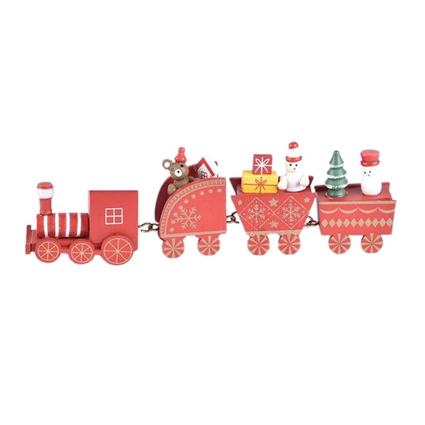 mini casas de pueblo colgantes Lote 4 Decoración De Trenes De Navidad Mini Tren De Madera Juguetes De Regalo Para Niños Para Fiesta Rojo Magideal mini casas de pueblo colgantes