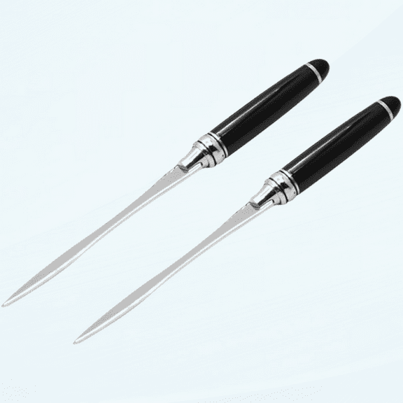 2pcs Metal Letter Opener, Envelope Slitter Paper Cutter Sword Shape, Black