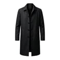 thumbnail image 3 of Mens Trench Coat Slim Fit Single Mid Length Windbreaker Jacket Black XXXL, 3 of 3