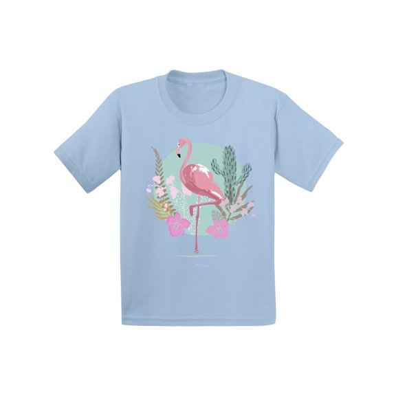 Awkward Styles Pink Floral Flamingo Infant Shirt Cute Summer Shirt for Kids Pink Flamingo T Shirt for Boys Pink Flamingo Shirts for Girls Flamingo T-Shirt for Children Summer Gifts for Little One
