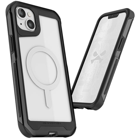 . Funda GHOSTEK Atomic Mag para iPhone 14 Aluminio Transp Negro