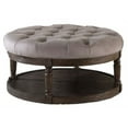 thumbnail image 1 of Best Master Tissu de Lin Rembourré Pouf Rond en Loutre / Fumé Gris Rustique, 1 of 2