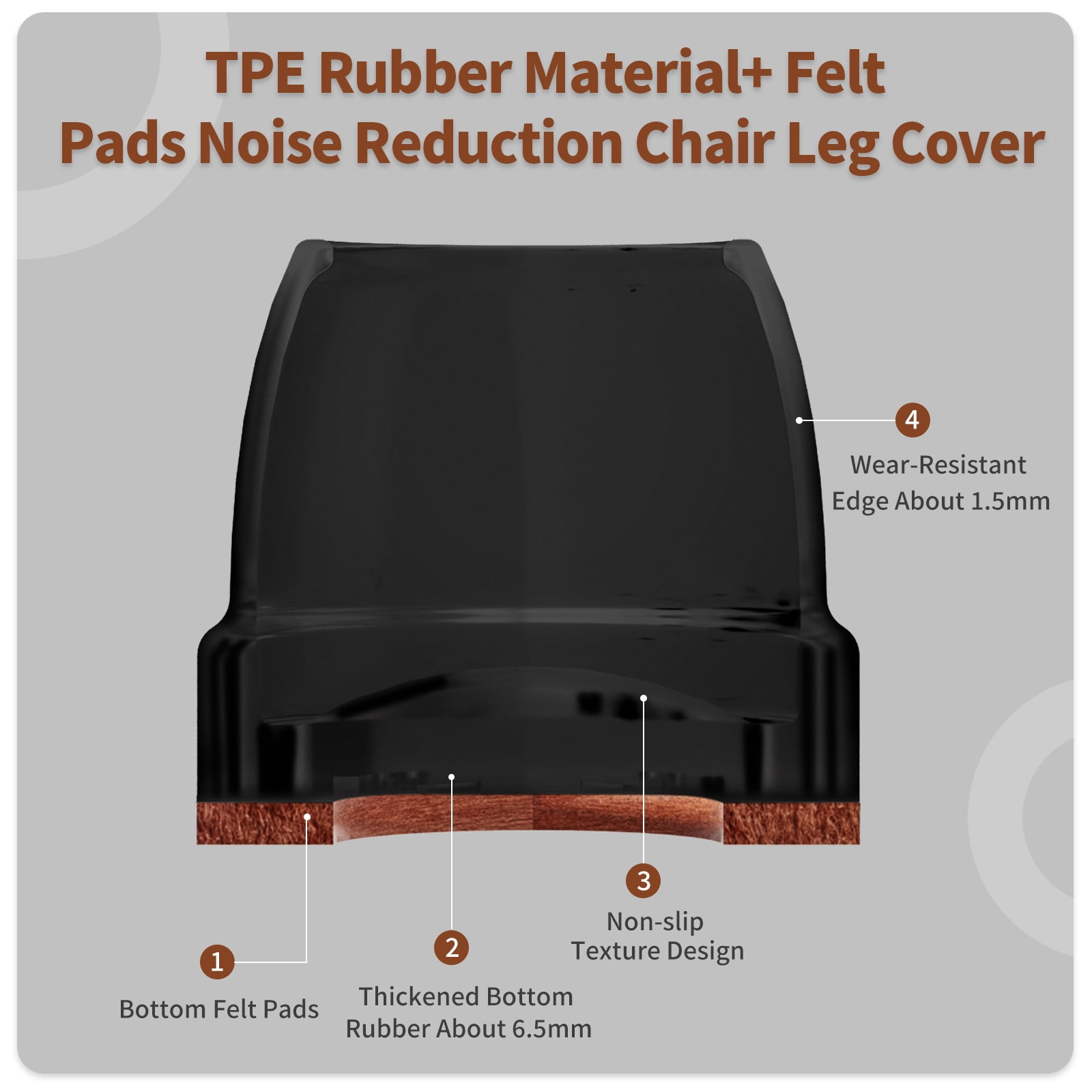 16Pcs Chair Leg Covers Anti skid slide automatic switching,Chair Leg Caps with Felt Pads,Chair Leg Floor Protectors for Hardwood Floors(1.25"Black)