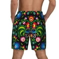 thumbnail image 4 of Balery Roosters and Flowers Mens Swim Trunks Swim Shorts for Men Quick Dry Inseam Beach Shorts with Compression Liner Pocket-Large, 4 of 9