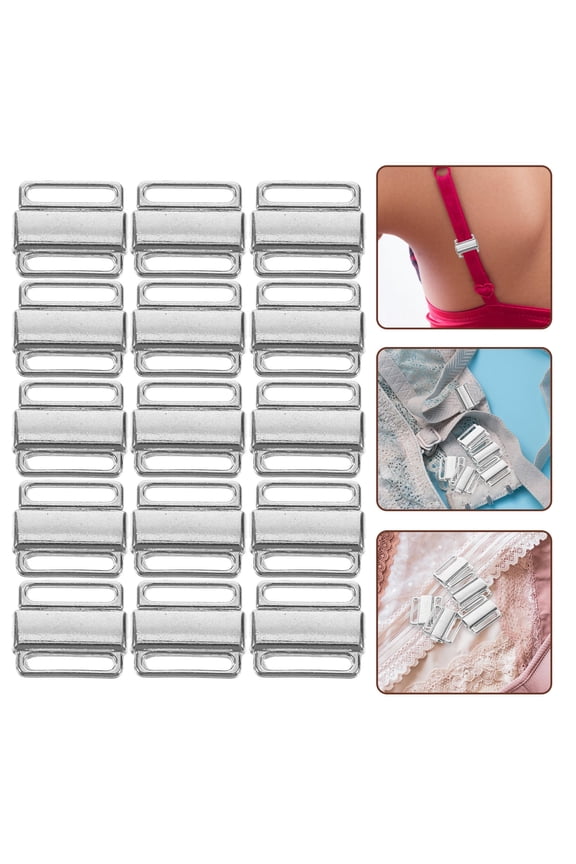 1Set 50Pcs Bra Shoulder Strap Buckles Bra Strap Anti-Slip Bra Clip Hook Bra Clasps Hooks for Women (Silver 12MM)