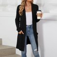 thumbnail image 5 of Cavosen Lightweight Cardigans for Women with Pockets Cable Knit Plain Long Cardigan Long Sleeve Open Front Kimonos Sweaters Soft Outwear Casual Duster Fall Winter Clothes Black XXL, 5 of 8