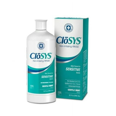 CloSYS Sensitive Mouthwash, 32 Ounce, Gentle Mint, Alcohol Free, Dye Free, pH Balanced, Helps Soothe Mouth Sensitivity, Fights Bad Breath