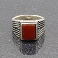 thumbnail image 5 of Silver Handmade Ring 925k Sterling Silver Red Rectangle Shape Carnelian GemStone Ring Men's Ring with Round Stones Outstanding Gift KCR024, 5 of 7