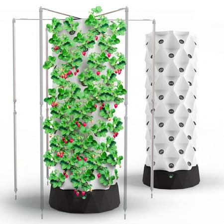 

Hydroponics Growing System Vertical Tower Automated Aeroponics Indoor Tower Garden with LED Grow Lights Aquaponics Growing Kits Herb Garden by Nutrabinns 80 pots