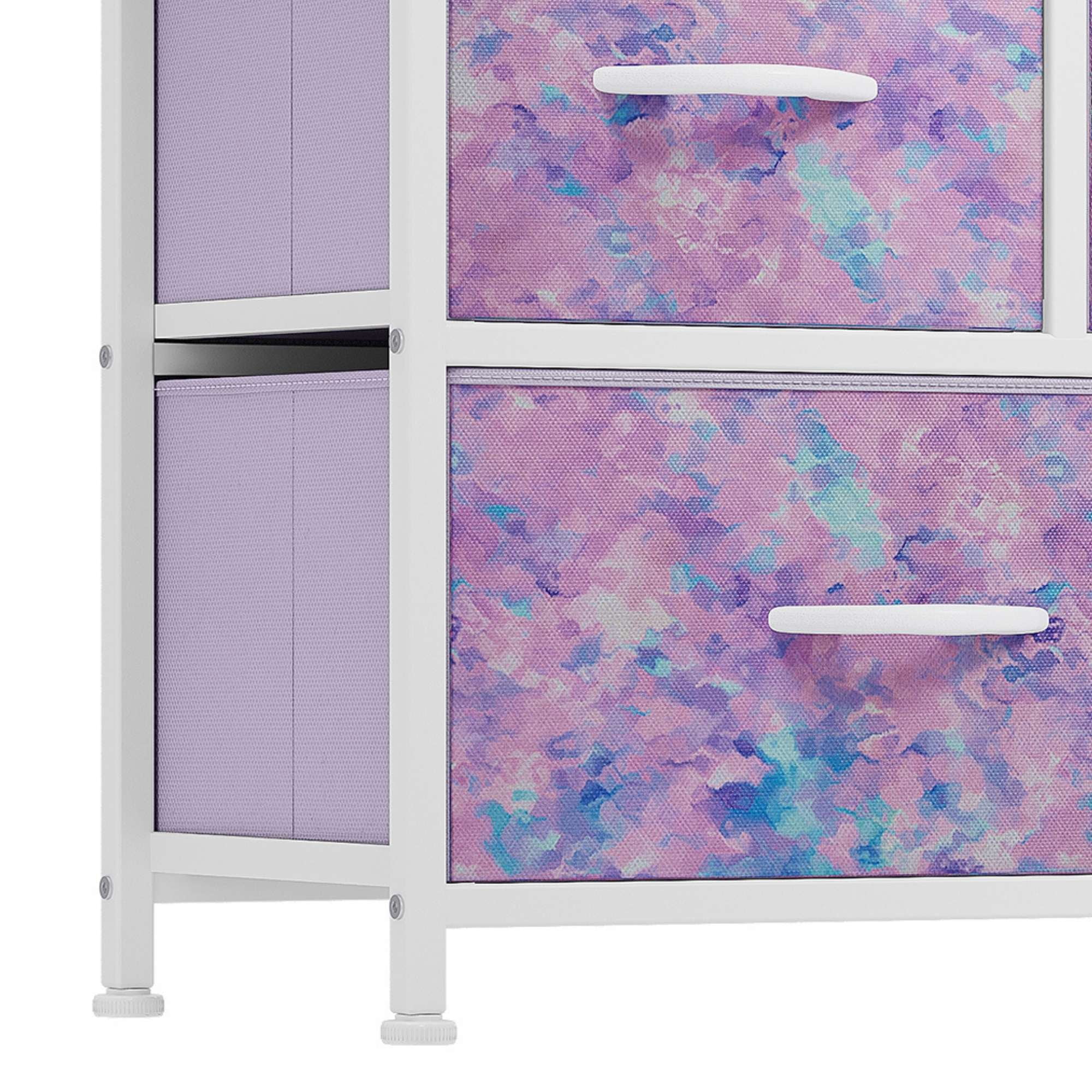ModFusion Fabric 5-Drawer Dresser Storage Organizer, Purple Tie-Dye Finish, Easy Assembly for Teens and Adults Bedroom or Closet
