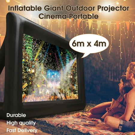 6mx4m Movie Screen Inflatable Giant Outdoor Projector Cinema Backyard Theatre + Air Duster Blower Pump Inflatable Air Mover Carpet Dryer Blower Floor Fan