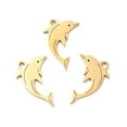 thumbnail image 2 of 20 pc 201 Stainless Steel Pendants Laser Cut Ocean Theme Golden Dolphin 16.5x11x1mm Hole: 1.5mm, 2 of 3