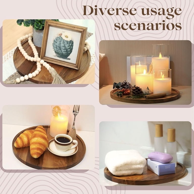 Gogcaro Acacia Wood Round Candle Holder Tray photo 5