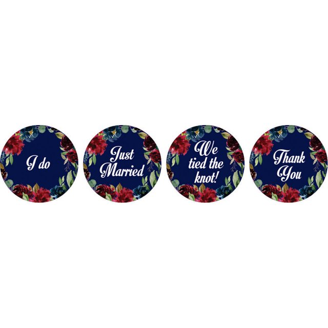 Darling Souvenir DIY Pack Of 190 Pcs Wedding Floral Border Stickers Chocolate Labels-Navy Blue