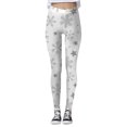 thumbnail image 2 of Arlun Women's Christmas Leggings Snowflake Printed Stretchy High Waisted Workout Pants Comfy Soft Tummy Control Sports Active Legging Tights White S, 2 of 4