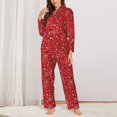 thumbnail image 2 of Honeii Red Paisley Floral print Women's Pajama Sets Long Sleeve Button Down Sleepwear Nightwear Soft Pjs Lounge Sets-Large, 2 of 7