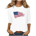 thumbnail image 2 of Weiqiqre 3/4 Length Sleeve Womens Independence Day Tops Casual Loose Fitted V-neck T Shirts Loose Vintage Cute Shirts, 2 of 4
