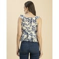 thumbnail image 4 of Moomaya Sleeveless V Neck Printed Georgette Top - Women's Trendy Peplum Top, 4 of 9