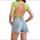 thumbnail image 3 of Tops Cortos de Verano para Mujer, de Corta, Cuello Redondo, Color Liso, de Punto Ajustado, Sin Espalda. Verde L, 3 of 10
