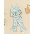 thumbnail image 3 of Bagilaanoe 2pcs Toddler Baby Girl Pants Set Floral Sleeveless Cami Tops + Flare Trousers 6M 12M 18M 24M 3T 4T Kids Casual Clothes, 3 of 7