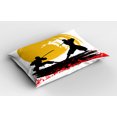 thumbnail image 2 of Ambesonne Japanese Pillow Sham 2 Pack, Watercolor Style Ninja, 26"x20", Vermilion Mustard, 2 of 3