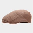 thumbnail image 3 of Unisex Vintage Plain Forward Hat Knit Cotton Flat Cap for Adults Breathable Soft Retro Newsboy Cap for Spring Autumn Everyday Casual Apparel Headwear, 3 of 3