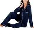 thumbnail image 1 of Ensemble de Pyjama à Manches Longues et Col en V pour Femmes Gris S-2TG, 1 of 7