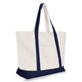 thumbnail image 1 of DALIX Bolsa de compras grande con cremallera de lona de algodón de 22" en azul marino, 1 of 5