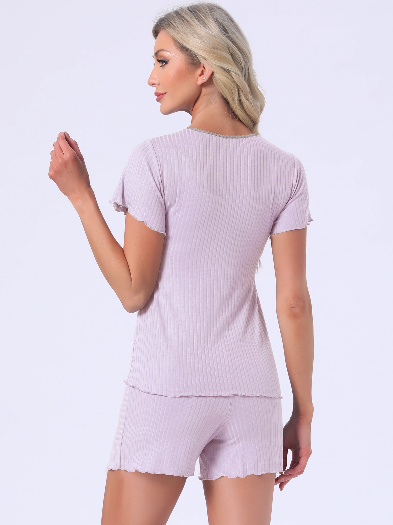 DARING DIVA Women's Nursing Modal Short Sleeves Postpartum Pajama Sets M Purple