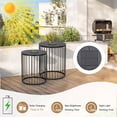 thumbnail image 3 of Omniberg Solar Nesting Tables with Built-in Light Set of 2, Modern Round End Table with Coated Steel Frame, All-Weather Metal Wire Cage Bistro Side Tables for Patio, Porch, Garden, Indoor, 3 of 7