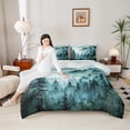 thumbnail image 4 of Manfei Farmhouse Nature Scenery Full Size Comforter Sets, Teal Rustic Watercolor Bedding Comforter Set, Teen Kid Adult Reversible Bedding Sets, Microfiber Bedroom Decor, 3 Pieces, 4 of 8