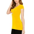 thumbnail image 5 of Made by Johnny Women's Basic Fitted Short Sleeve V-Neck T Shirt XL YELLOW, 5 of 6
