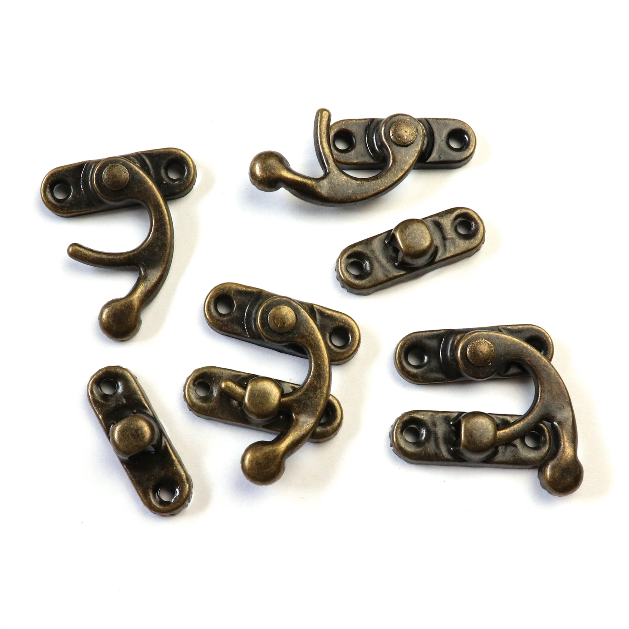 PGMJ 20 Pieces Jewelry Box Hardware Thickened Solid Antique Right Latch  Hook Hasp Horn Lock Wood
