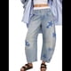 thumbnail image 1 of Vaqueros Rectos, Holgados, Informales, de Tiro Medio y Pierna para Mujer, Estilo Boyfriend Y2K, Pantalones Cortos de Mezclilla Pentagrama Azul S, 1 of 7