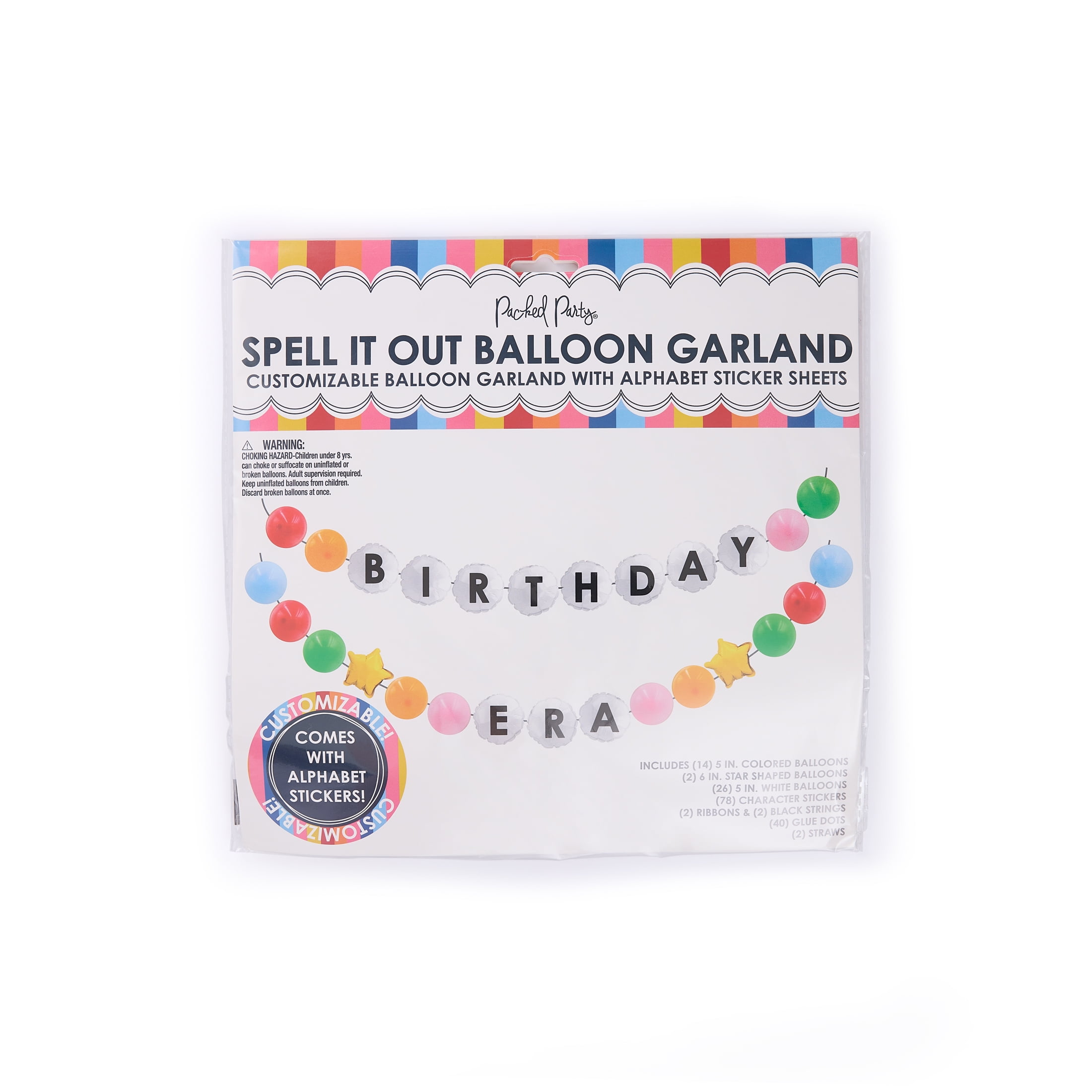 Packed Party Birthday Era Multicolor Customizable Balloon Garland