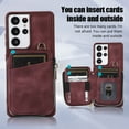 thumbnail image 2 of ELEHOLD for Samsung Galaxy S21 FE,Luxury Zipper Wallet Case with Card Slots Zipper Pocket Kickstand Function Wriststrap Crossbody Shoulder Strap Shockproof Purse Case,winered, 2 of 7