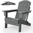 thumbnail image 2 of EuKer Adirondack Chair, HDPE Outdoor Furniture with Foldable Design and Wood Texture for Patio, Pool, Backyard, Gray, 2 of 8