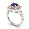 thumbnail image 2 of 1.615 ct Round Cut Simulated Blue Sapphire Solitaire with Simulated Diamond Accents 18K White/Rose Gold Womens Engagement Ring, 2 of 5