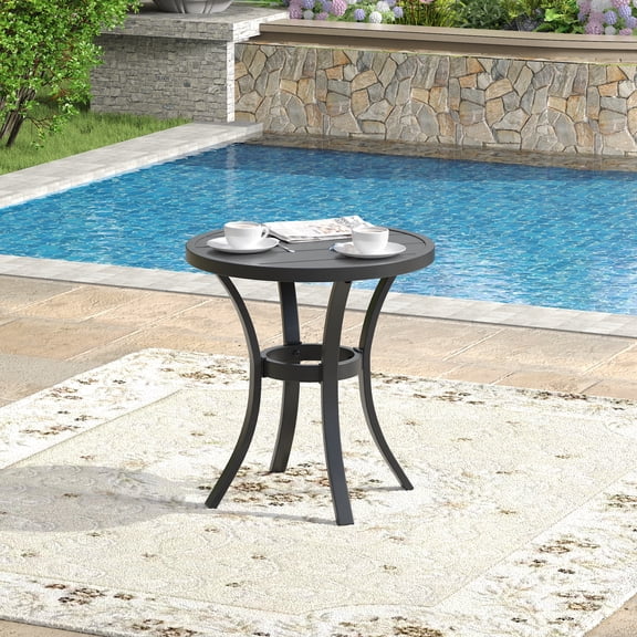 VOXBIN Outdoor Patio Dining Table, 18.5" Round Outside Metal Table for Deck