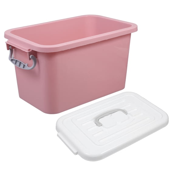Hytrove Multifunctional Pink Plastic Storage Box with Lid for Organizing Small Items and Blocks
