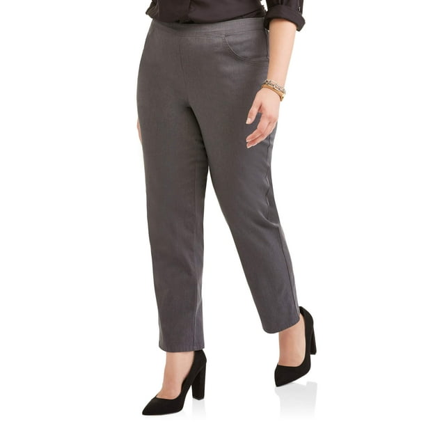 just my size women's plus size pull on stretch woven pants