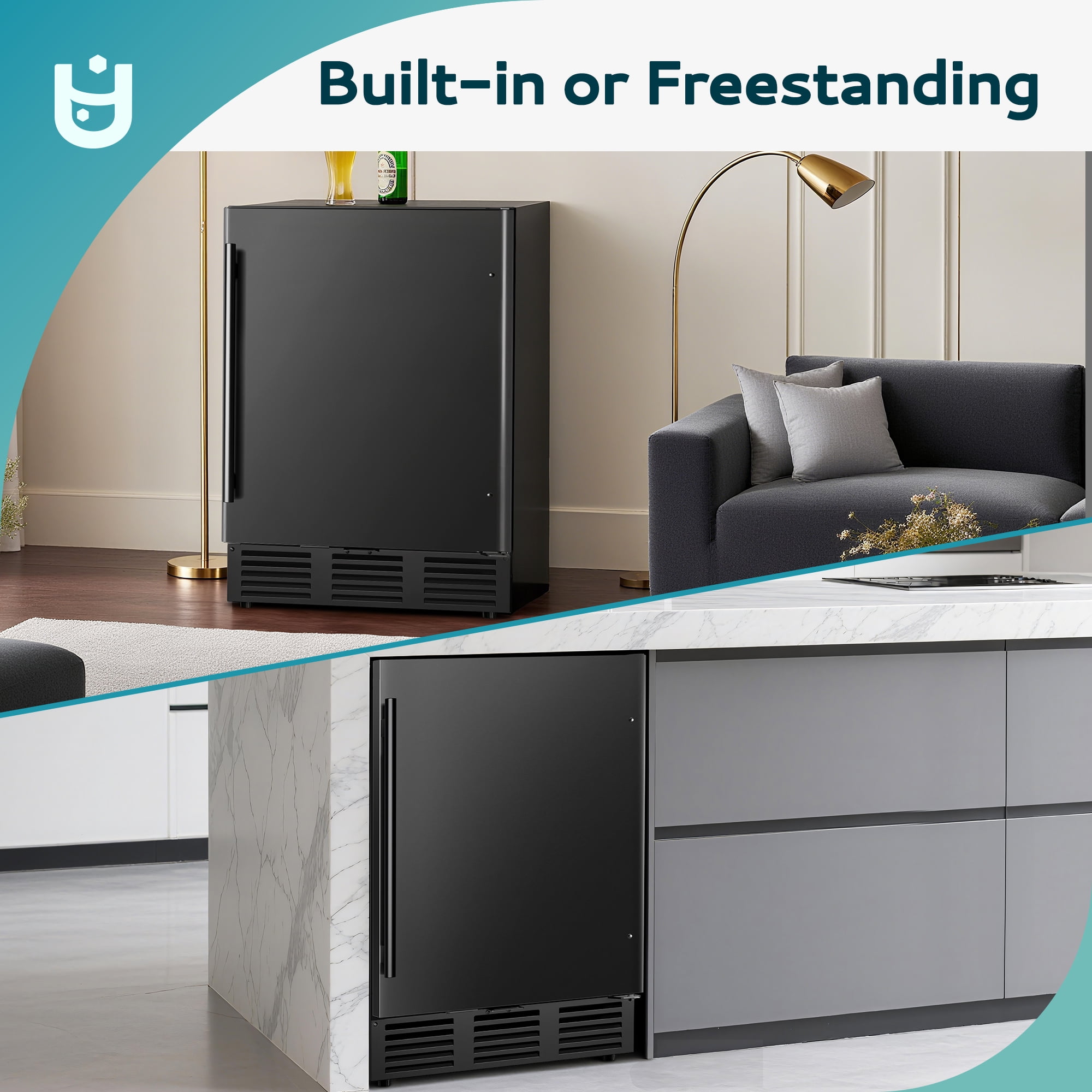 EUHOMY 5.3 Cu.ft. Freestanding Beverage Refrigerator for Soda, Beer, Wine Outdoor Indoor